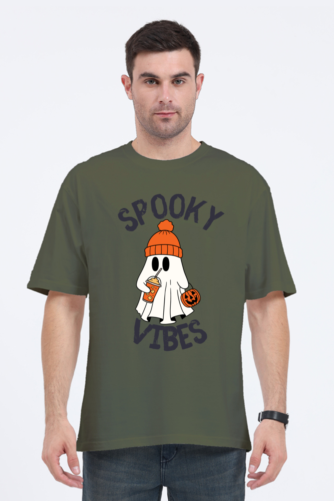 MEN || ROUND NECK OVERSIZED CLASSIC T-SHIRT || STREETWEAR || GHOST || PUMPKIN || SPOOKY || FUNNY || HALLOWEEN || CHRISTMAS GIFT