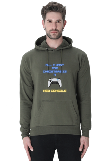 MEN || HOODIE SWEATSHIRT || MERRY CHRISTMAS || STREETWEAR || PLAYSTATION CONSOLE || VECTOR ART || GAMER GIFT || GAMER STYLE || GAMING LOVER || ALL I WANT FOR CHRISTMAS IS A NEW CONSOLE