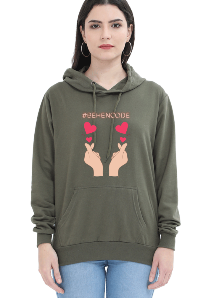 WOMEN || HOODIE SWEATSHIRT || HEART SYMBOL || SISTERHOOD || FRIENDSHIP || HAND GESTURE || FINGER HEART || SISTER LOVE || BEHENCODE || TRENDY WOMEN’S FASHION