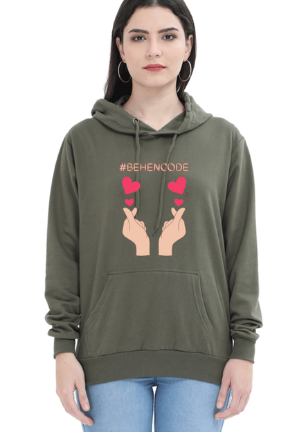 WOMEN || HOODIE SWEATSHIRT || HEART SYMBOL || SISTERHOOD || FRIENDSHIP || HAND GESTURE || FINGER HEART || SISTER LOVE || BEHENCODE || TRENDY WOMEN’S FASHION