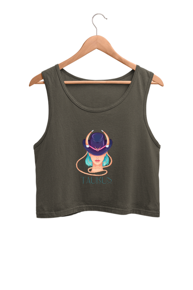 WOMEN || CROP TANK TOP || ZODIAC SIGN || ASTROLOGY || TAURUS || HORNS || BIRTHDAY || GIFTS FOR HER