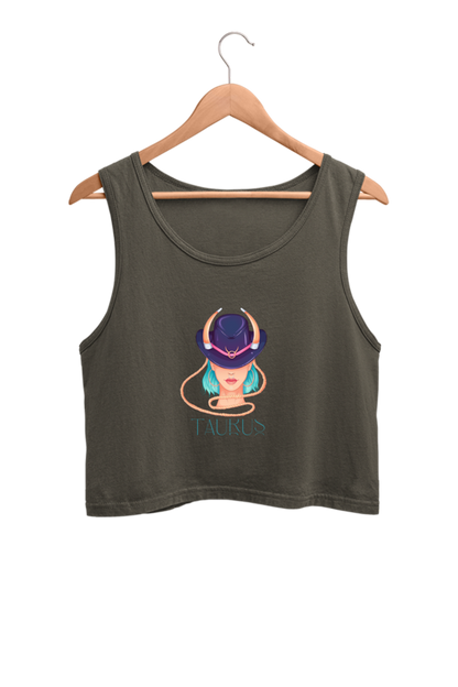 WOMEN || CROP TANK TOP || ZODIAC SIGN || ASTROLOGY || TAURUS || HORNS || BIRTHDAY || GIFTS FOR HER