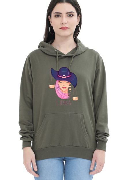 WOMEN || HOODIE SWEATSHIRT || ZODIAC SIGN || ASTROLOGY || LIBRA ||  EXTROVERT || FRIENDLY || EARRINGS DESIGN || ELEGANT || VECTOR ART || BIRTHDAY || GIFT FOR HER