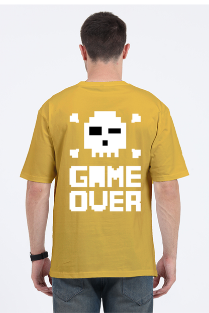 MEN || ROUND NECK OVERSIZED CLASSIC T-SHIRT || GAMING || RETRO || NINTENDO || VIDEO GAME || GAMER STYLE || GAME OVER || BACK DESIGN