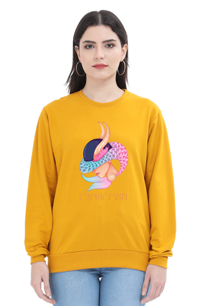 WOMEN || SWEATSHIRT || ZODIAC SIGN || ASTROLOGY || CAPRICORN || EARTH || VECTOR ART || MERMAID || HORNED GOAT || BIRTHDAY || GIFT FOR HER