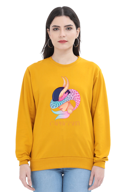 WOMEN || SWEATSHIRT || ZODIAC SIGN || ASTROLOGY || CAPRICORN || EARTH || VECTOR ART || MERMAID || HORNED GOAT || BIRTHDAY || GIFT FOR HER