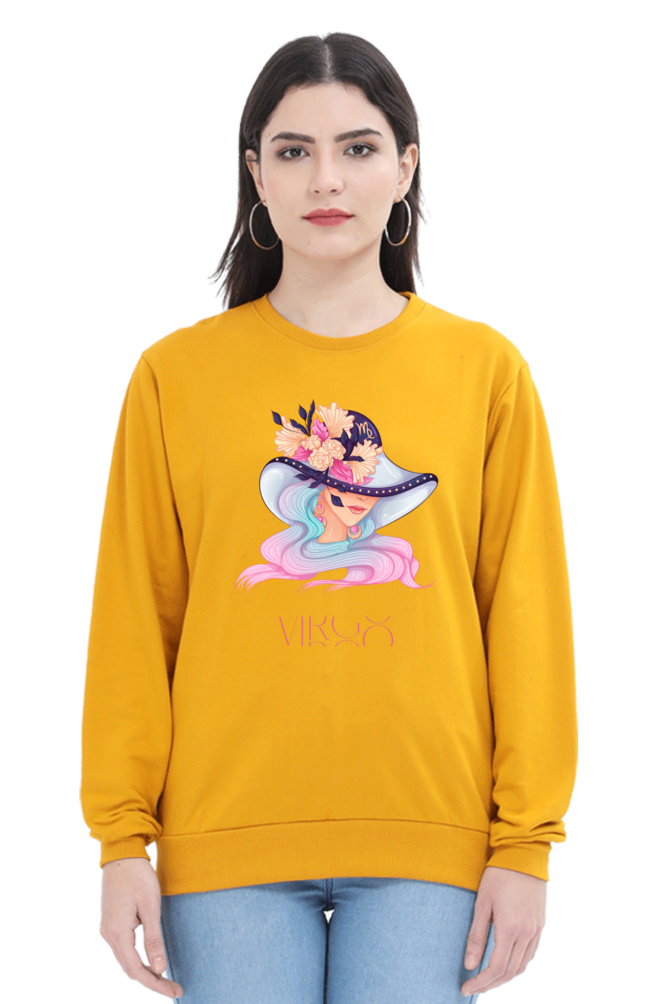 WOMEN || SWEATSHIRT || ZODIAC SIGN || ASTROLOGY || VIRGO || FLORAL PRINT || VECTOR ART || COSMIC || BIRTHDAY || GIFTS FOR HER