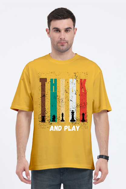 MEN || ROUND NECK OVERSIZED CLASSIC T-SHIRT || CHESS LOVER || THINK AND PLAY