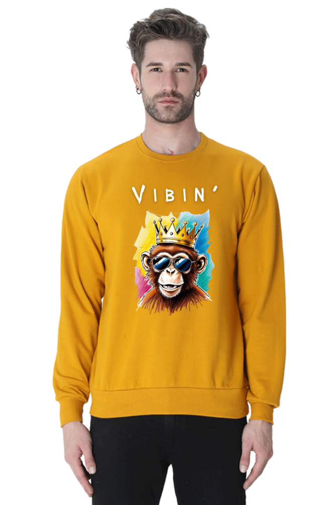 MEN || SWEATSHIRT || STREETWEAR || STREET ART || POSITIVE VIBES || BLACK COLOUR || MONKEY || WINTER WEAR || FASHION