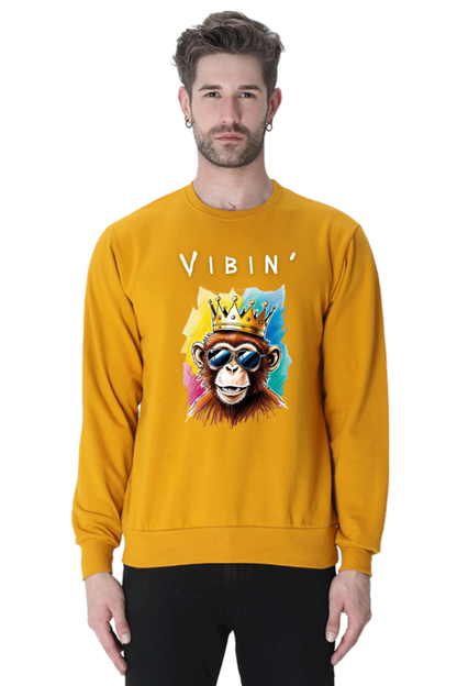 MEN || SWEATSHIRT || STREETWEAR || STREET ART || POSITIVE VIBES || BLACK COLOUR || MONKEY || WINTER WEAR || FASHION