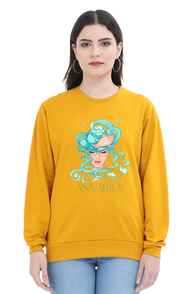 WOMEN || SWEATSHIRT || ZODIAC SIGN || ASTROLOGY || AQUARIUS || CONFIDENCE || WATER || PSYCHEDELIC ART || BIRTHDAY || GIFT FOR HER