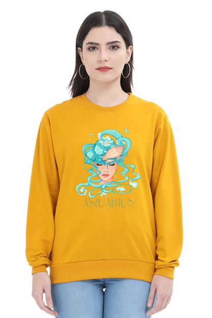 WOMEN || SWEATSHIRT || ZODIAC SIGN || ASTROLOGY || AQUARIUS || CONFIDENCE || WATER || PSYCHEDELIC ART || BIRTHDAY || GIFT FOR HER