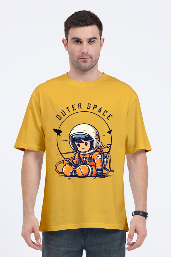 MEN || ROUND NECK OVERSIZED CLASSIC T-SHIRT || SPACE GRAPHIC || CUTE ASTRONAUT || VECTOR ART