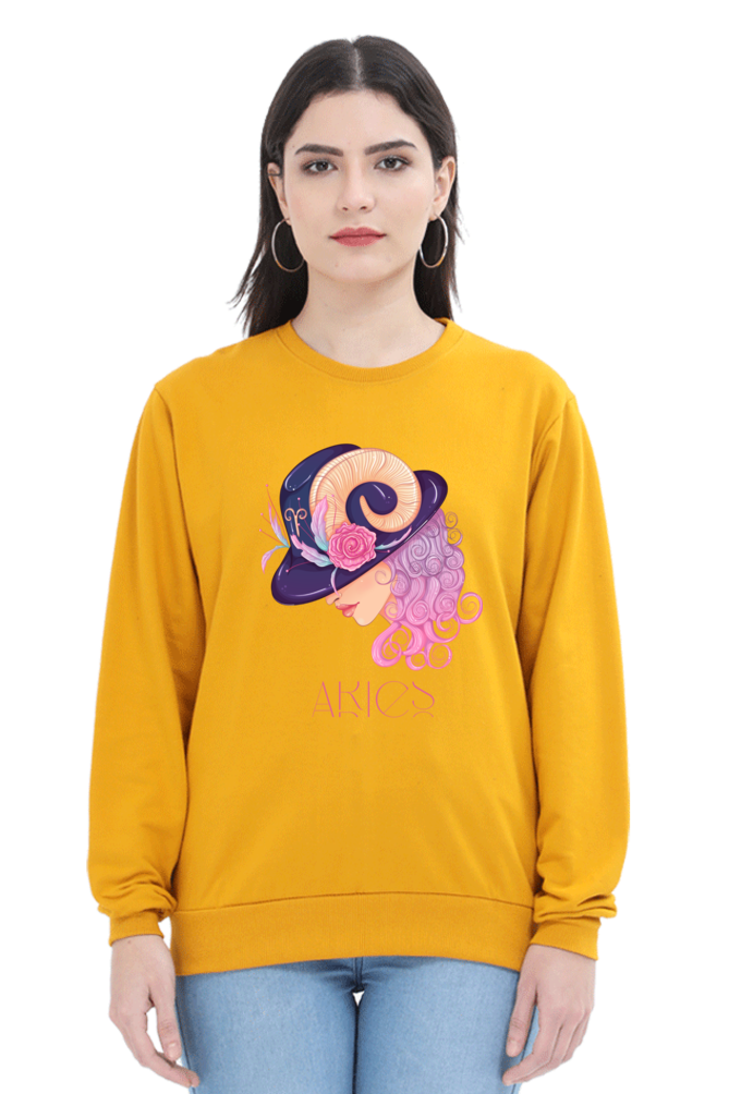 WOMEN || SWEATSHIRT || ZODIAC SIGN || ASTROLOGY || ARIES || FLORAL PRINT || BIRTHDAY || GIFTS FOR HER