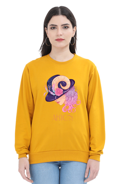 WOMEN || SWEATSHIRT || ZODIAC SIGN || ASTROLOGY || ARIES || FLORAL PRINT || BIRTHDAY || GIFTS FOR HER