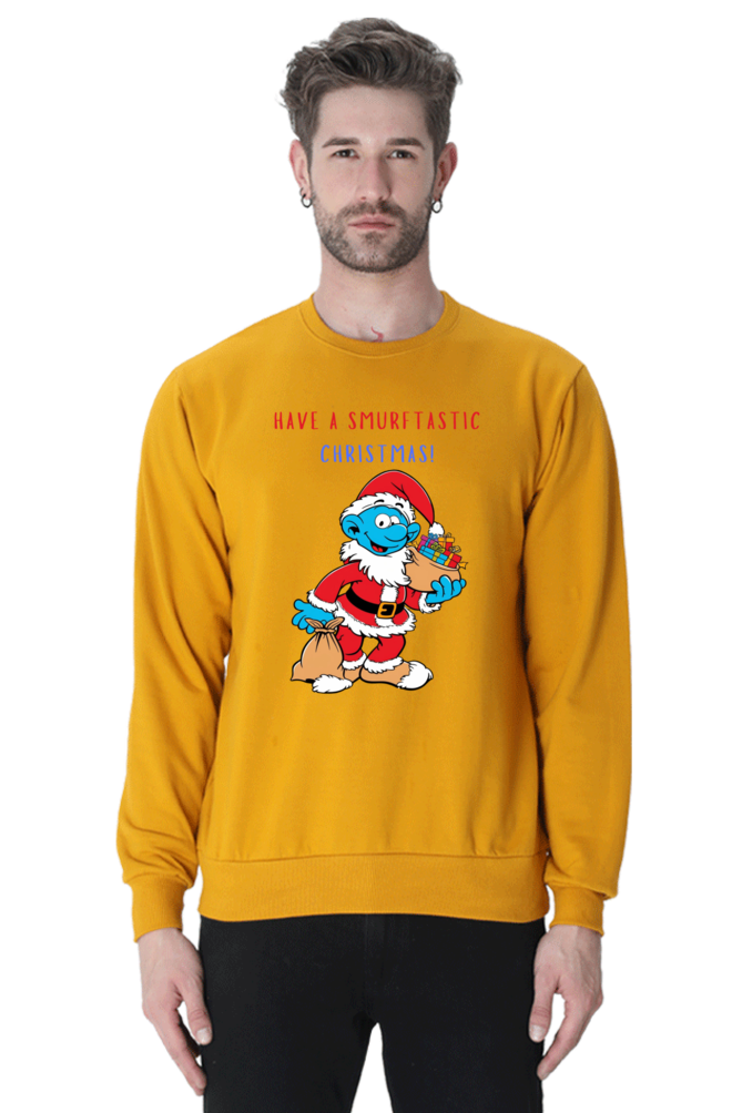 MEN || SWEATSHIRT || FUNNY QUOTES || MERRY CHRISTMAS || SMURFS || SANTA CLAUS || CARTOON CHARACTER || SMURF SANTA || HOLIDAY FASHION || CHRISTMAS GIFTS || WINTER WEAR