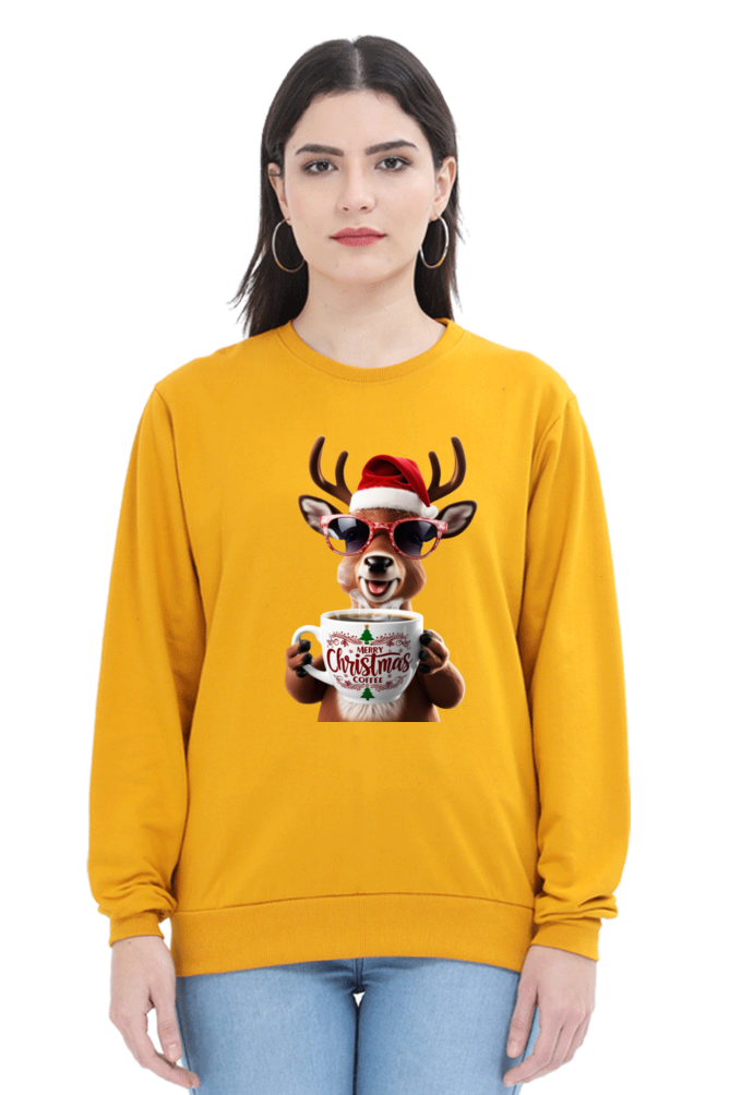 WOMEN || SWEATSHIRT || STREETWEAR || COFFEE LOVER || COFFEE ADDICT || REINDEER || FUNNY || CHRISTMAS GIFT || GIFT FOR HER || WINTER WEAR