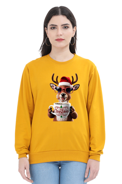 WOMEN || SWEATSHIRT || STREETWEAR || COFFEE LOVER || COFFEE ADDICT || REINDEER || FUNNY || CHRISTMAS GIFT || GIFT FOR HER || WINTER WEAR