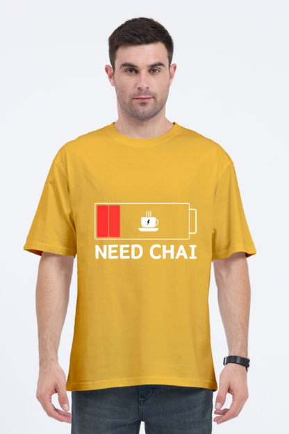 MEN || ROUND NECK OVERSIZED CLASSIC T-SHIRT || STREETWEAR || TEA LOVER || TEA ADDICT || NEED CHAI || INDIAN TEA