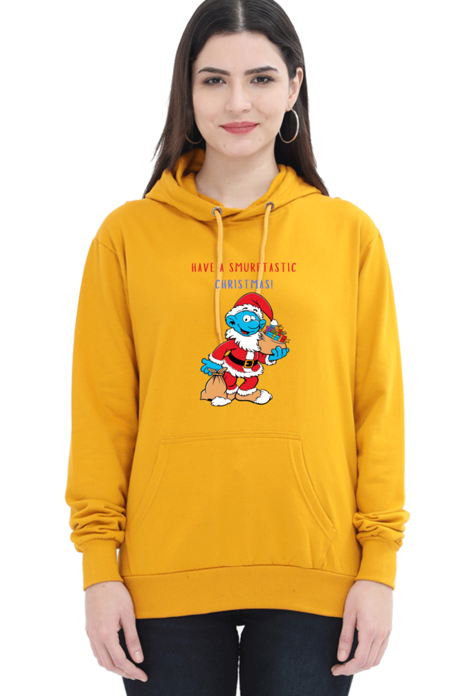 WOMEN || HOODIE SWEATSHIRT ||  FUNNY QUOTES || MERRY CHRISTMAS || SMURFS || SANTA CLAUS || CARTOON CHARACTER || SMURF SANTA || HOLIDAY FASHION || CHRISTMAS GIFTS || WINTER WEAR