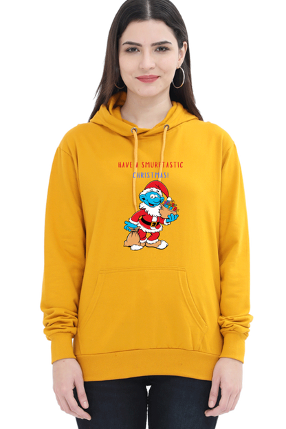 WOMEN || HOODIE SWEATSHIRT ||  FUNNY QUOTES || MERRY CHRISTMAS || SMURFS || SANTA CLAUS || CARTOON CHARACTER || SMURF SANTA || HOLIDAY FASHION || CHRISTMAS GIFTS || WINTER WEAR