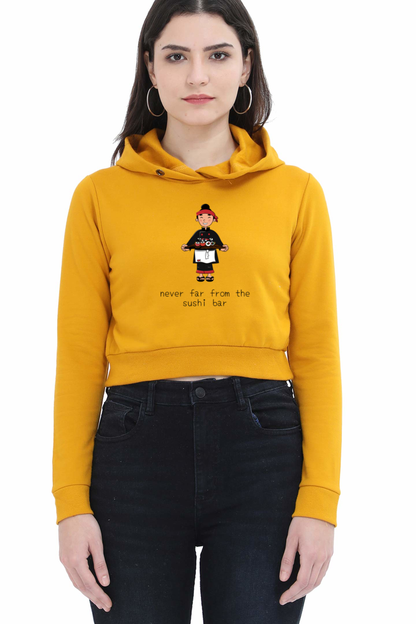 WOMEN || CROP HOODIES || CARTOON ILLUSTRATION || SUSHI