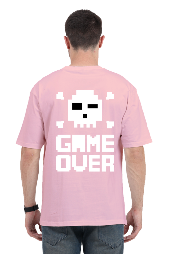 MEN || ROUND NECK OVERSIZED CLASSIC T-SHIRT || GAMING || RETRO || NINTENDO || VIDEO GAME || GAMER STYLE || GAME OVER || BACK DESIGN