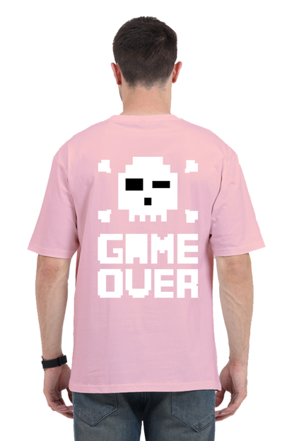 MEN || ROUND NECK OVERSIZED CLASSIC T-SHIRT || GAMING || RETRO || NINTENDO || VIDEO GAME || GAMER STYLE || GAME OVER || BACK DESIGN