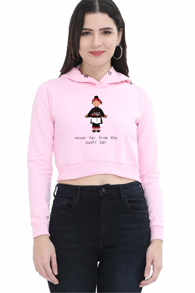 WOMEN || CROP HOODIES || CARTOON ILLUSTRATION || SUSHI