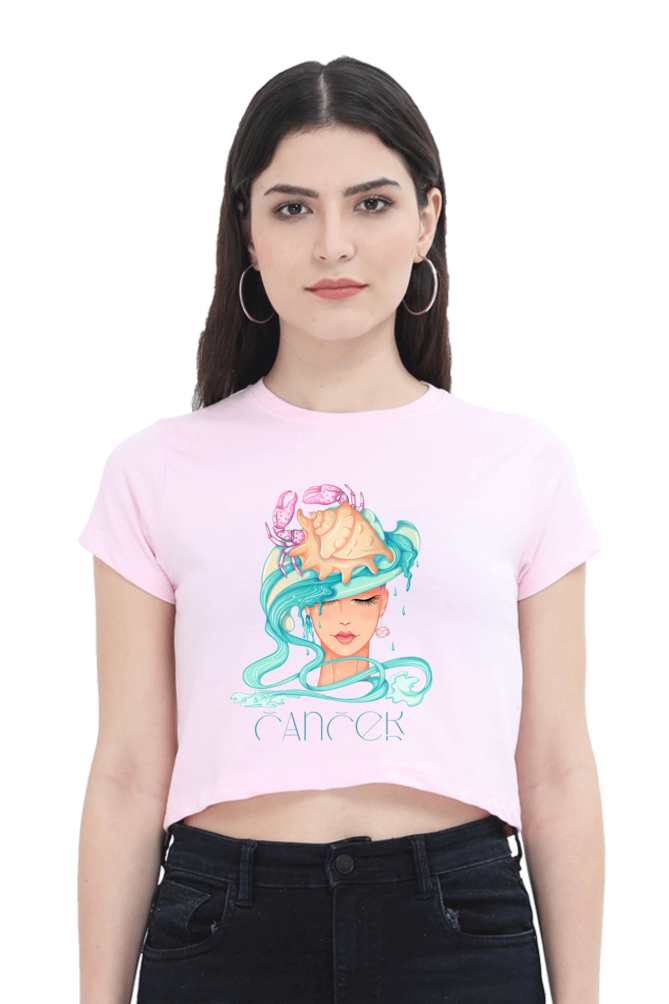 WOMEN || CROP TOP || ZODIAC SIGN || ASTROLOGY || CANCER || CRAB DESIGN || PSYCHEDELIC ART || BIRTHDAY || GIFTS FOR HER