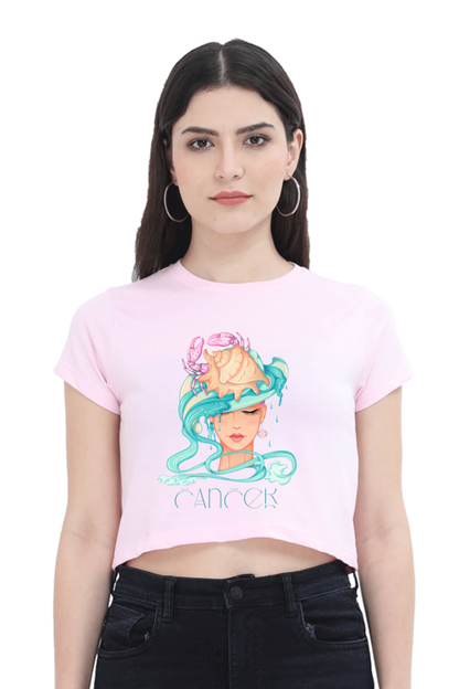 WOMEN || CROP TOP || ZODIAC SIGN || ASTROLOGY || CANCER || CRAB DESIGN || PSYCHEDELIC ART || BIRTHDAY || GIFTS FOR HER