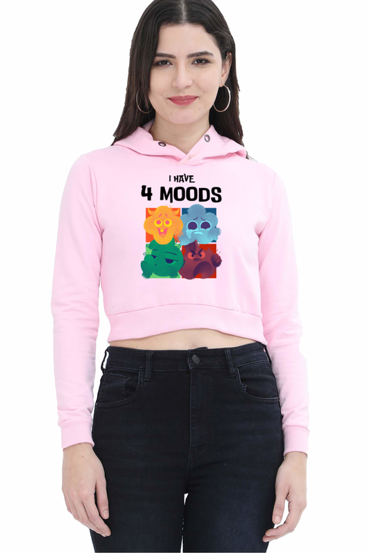 WOMEN || CROP HOODIE || MOOD SWINGS || HUMOR || QUIRKY || GRAPHIC DESIGN || FUNNY QUOTES || WINTER WEAR