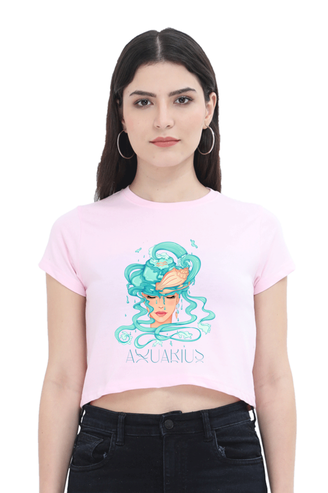 WOMEN || CROP TOP || ZODIAC SIGN || ASTROLOGY || AQUARIUS || CONFIDENCE || WATER || PSYCHEDELIC ART || BIRTHDAY || GIFT FOR HER