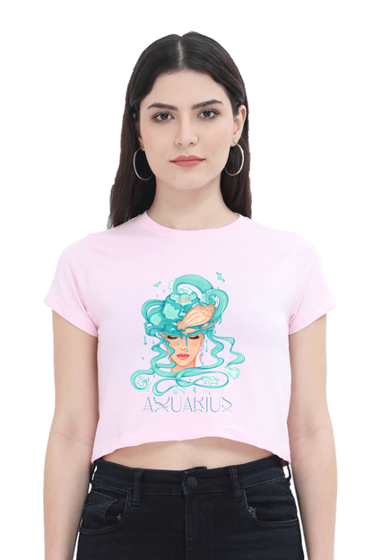 WOMEN || CROP TOP || ZODIAC SIGN || ASTROLOGY || AQUARIUS || CONFIDENCE || WATER || PSYCHEDELIC ART || BIRTHDAY || GIFT FOR HER