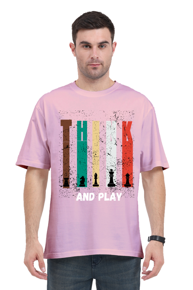 MEN || ROUND NECK OVERSIZED CLASSIC T-SHIRT || CHESS LOVER || THINK AND PLAY