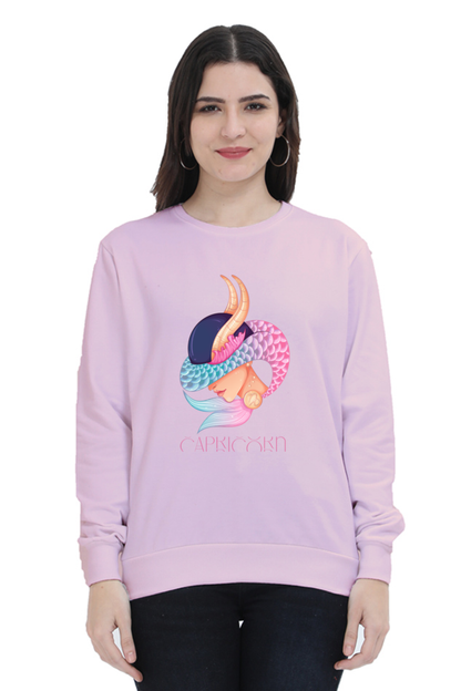 WOMEN || SWEATSHIRT || ZODIAC SIGN || ASTROLOGY || CAPRICORN || EARTH || VECTOR ART || MERMAID || HORNED GOAT || BIRTHDAY || GIFT FOR HER