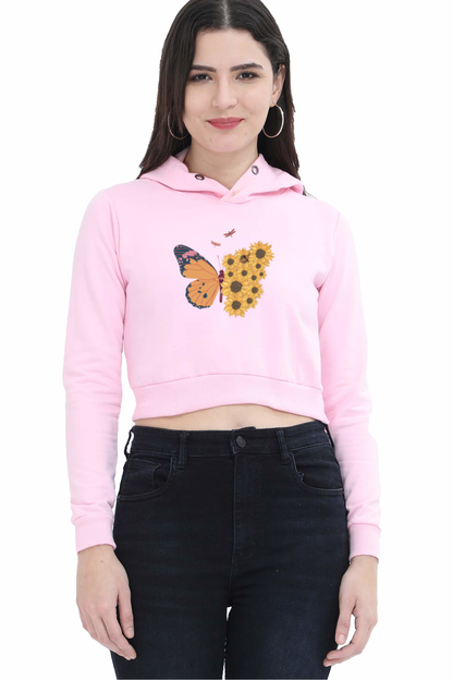 WOMEN || CROP HOODIES || FLORAL PRINT || NATURE || BOHO || BUTTERFLY || SUNFLOWER || GENERATIVE ART