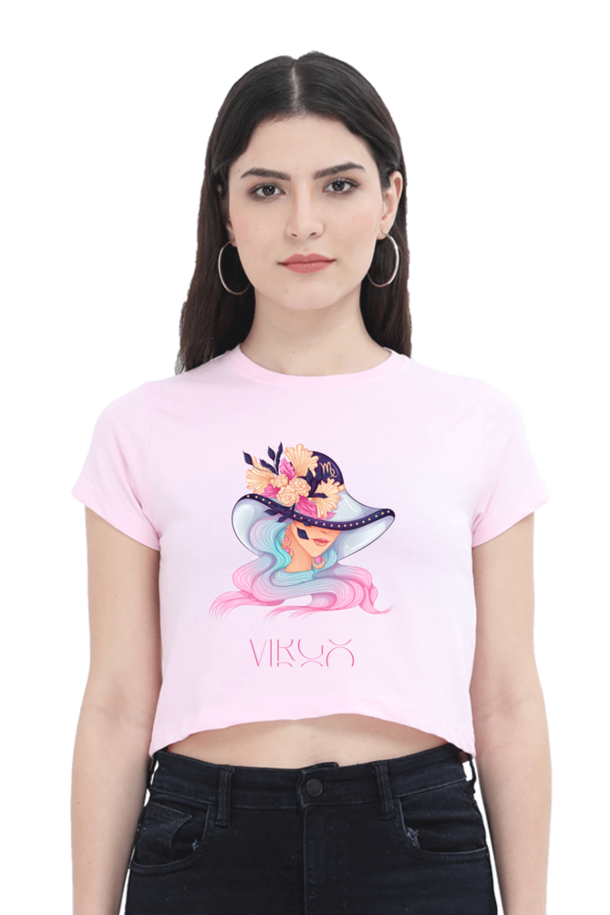 WOMEN || CROP TOP || ZODIAC SIGN || ASTROLOGY || VIRGO || FLORAL PRINT || VECTOR ART || COSMIC || BIRTHDAY || GIFTS FOR HER