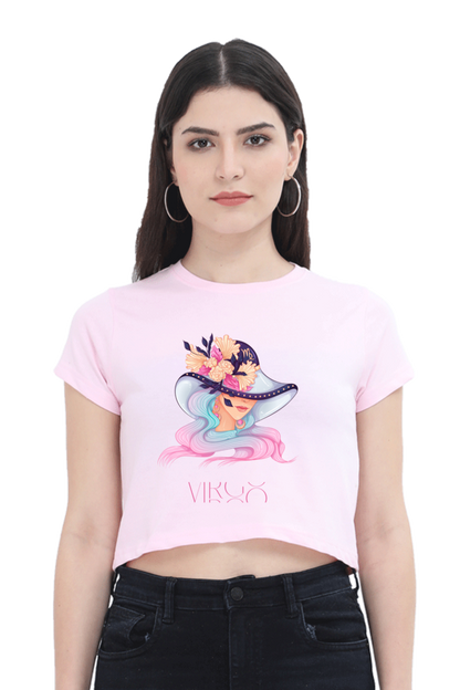 WOMEN || CROP TOP || ZODIAC SIGN || ASTROLOGY || VIRGO || FLORAL PRINT || VECTOR ART || COSMIC || BIRTHDAY || GIFTS FOR HER