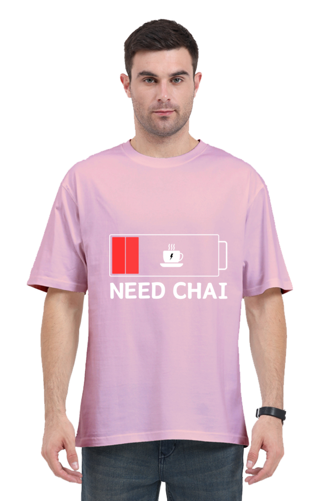 MEN || ROUND NECK OVERSIZED CLASSIC T-SHIRT || STREETWEAR || TEA LOVER || TEA ADDICT || NEED CHAI || INDIAN TEA