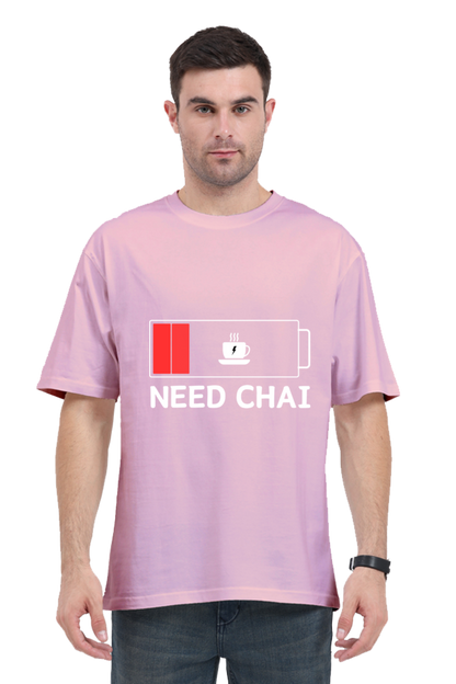 MEN || ROUND NECK OVERSIZED CLASSIC T-SHIRT || STREETWEAR || TEA LOVER || TEA ADDICT || NEED CHAI || INDIAN TEA