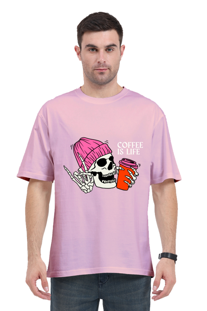 MEN || ROUND NECK OVERSIZED CLASSIC T-SHIRT || STREETWEAR || STREET ART || COFFEE LOVER || COFFEE ADDICT || SKULL || ZOMBIE || FUNNY QUOTES || MINIMALIST