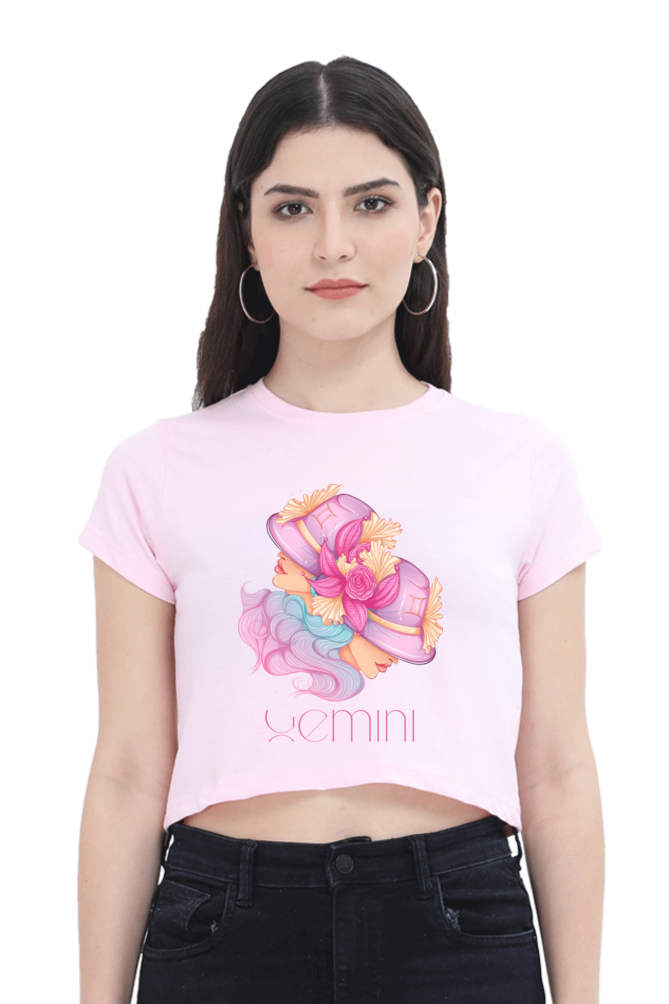 WOMEN || CROP TOP || ZODIAC SIGN || ASTROLOGY || GEMINI || FLORAL PRINT || BIRTHDAY || GIFTS FOR HER