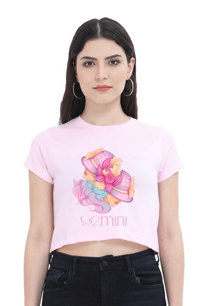 WOMEN || CROP TOP || ZODIAC SIGN || ASTROLOGY || GEMINI || FLORAL PRINT || BIRTHDAY || GIFTS FOR HER