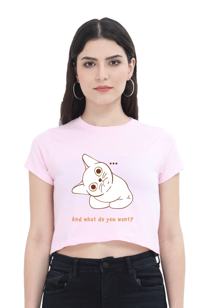 WOMEN || CROP TOP || CAT || ANIME || ANIMAL PRINT || CAT LOVER || CUTE CAT || KITTEN || FUNNY || ANIMAL LOVER || QUIRKY || CAT MEME || GRAPHIC DESIGN || GIFT FOR HER