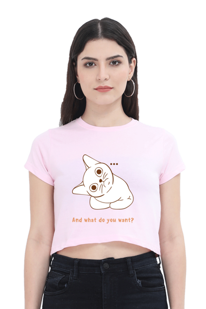 WOMEN || CROP TOP || CAT || ANIME || ANIMAL PRINT || CAT LOVER || CUTE CAT || KITTEN || FUNNY || ANIMAL LOVER || QUIRKY || CAT MEME || GRAPHIC DESIGN || GIFT FOR HER