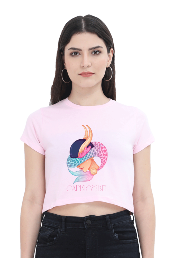 WOMEN || CROP TOP || ZODIAC SIGN || ASTROLOGY || CAPRICORN || EARTH || VECTOR ART || MERMAID || HORNED GOAT || BIRTHDAY || GIFT FOR HER