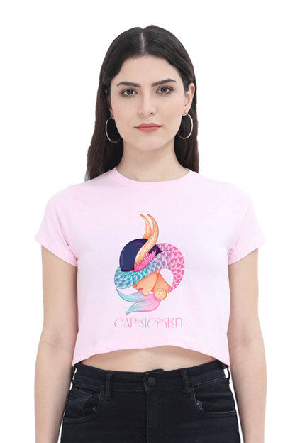 WOMEN || CROP TOP || ZODIAC SIGN || ASTROLOGY || CAPRICORN || EARTH || VECTOR ART || MERMAID || HORNED GOAT || BIRTHDAY || GIFT FOR HER