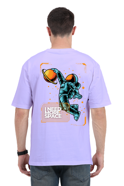 MEN || ROUND NECK OVERSIZED CLASSIC T-SHIRT || SPACE GRAPHIC || CUTE ASTRONAUT || MINIMALIST || STARS || PLANETS || SPACE || I NEED SPACE || BACK DESIGN