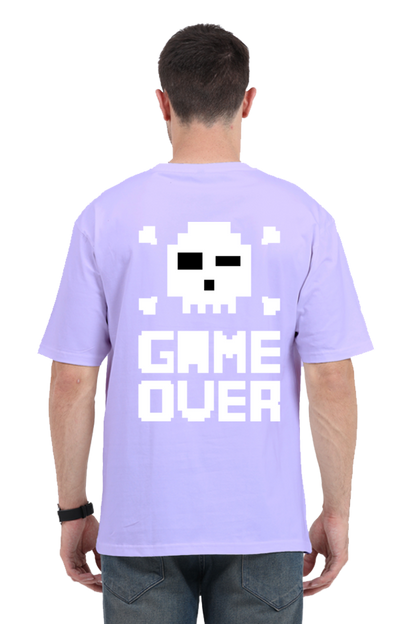 MEN || ROUND NECK OVERSIZED CLASSIC T-SHIRT || GAMING || RETRO || NINTENDO || VIDEO GAME || GAMER STYLE || GAME OVER || BACK DESIGN